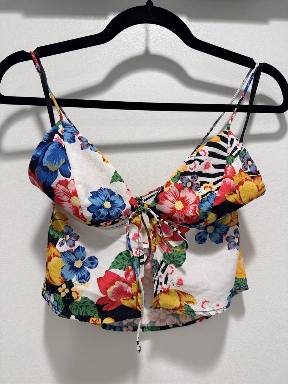 superdown White Multi Floral Tie-Front Cami